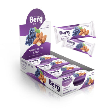 Berg Bar Almond Butter and Jelly - Plant Protein Crunch - Box of 8 - Berg Bites - Clean Energy